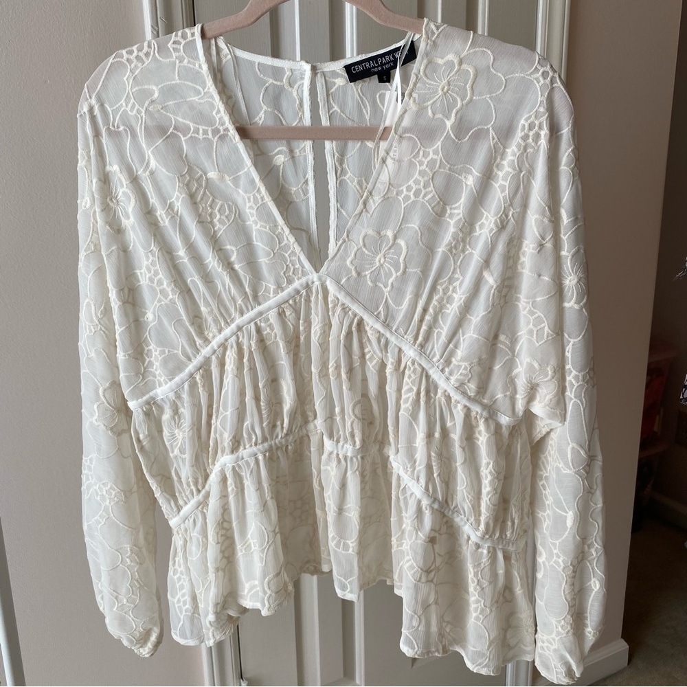 Anthropologie Central Park West Ruffle Lace Paisley Blouse Size S